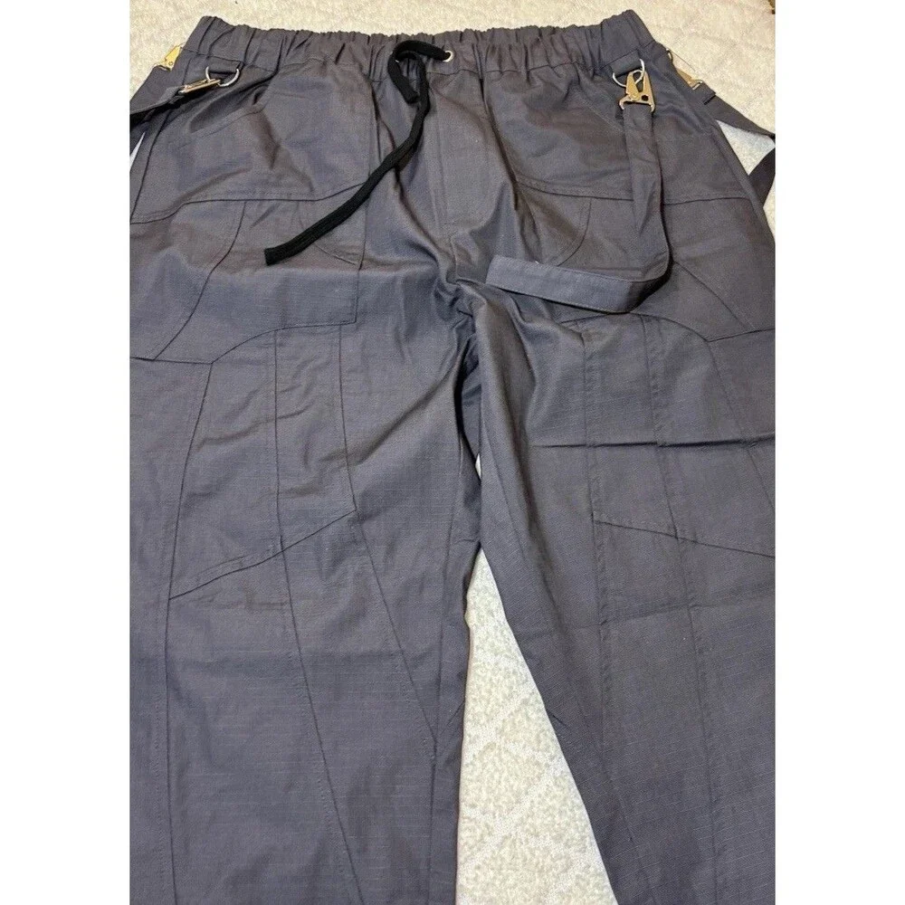 New Sui Generis Designer Grunge Streetwear Zippers Clips Windbreaker Pants Large